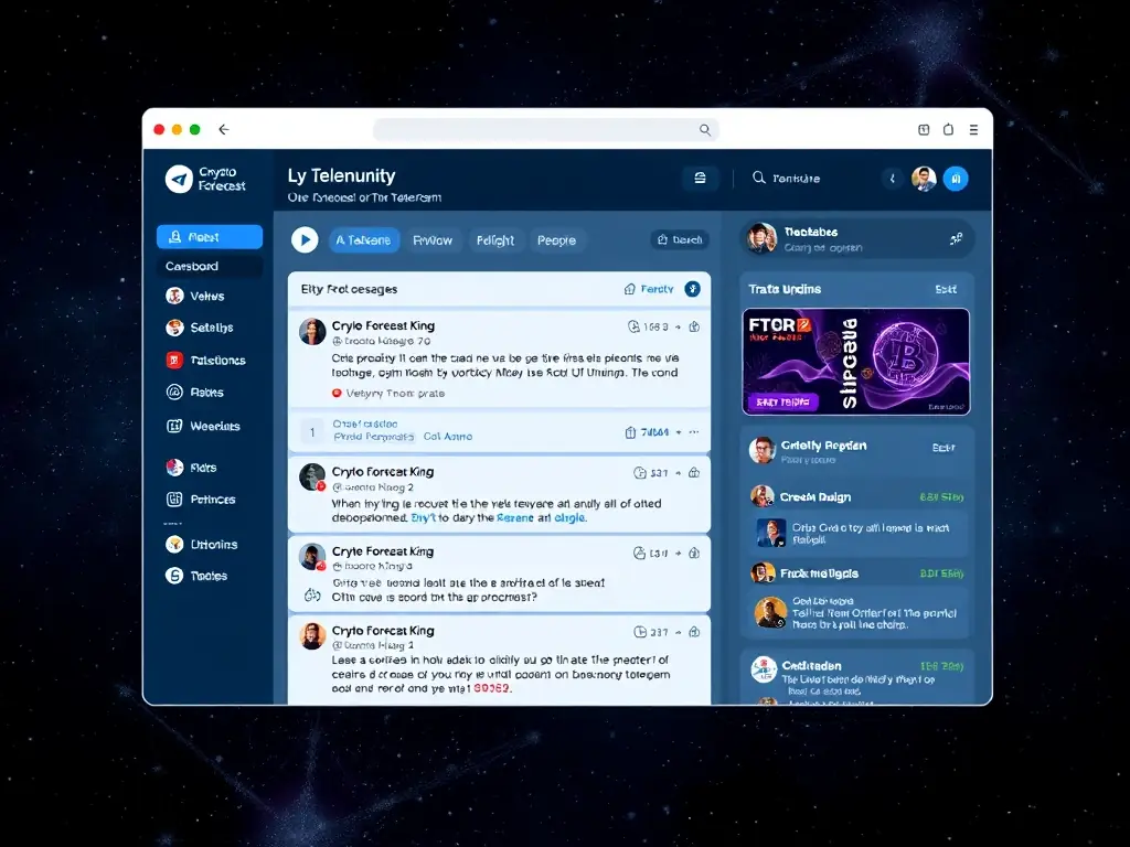 A visually engaging image of the Crypto Forecast King Telegram community feed embedded within the dashboard, showcasing active discussions and real-time updates.